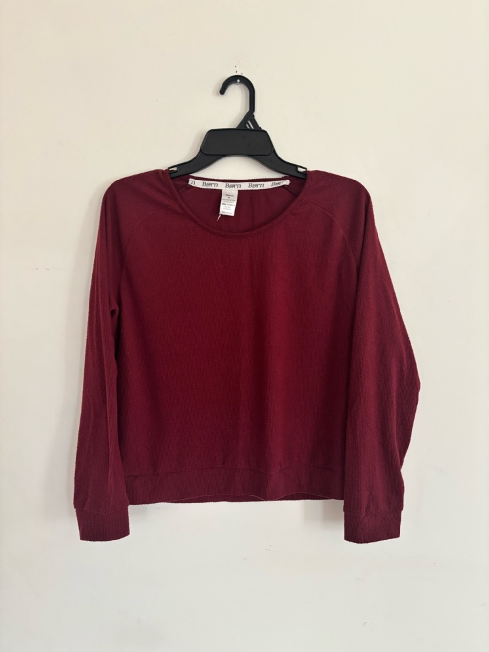 Born Burgundy Ribbed Long Sleeve Top Size M